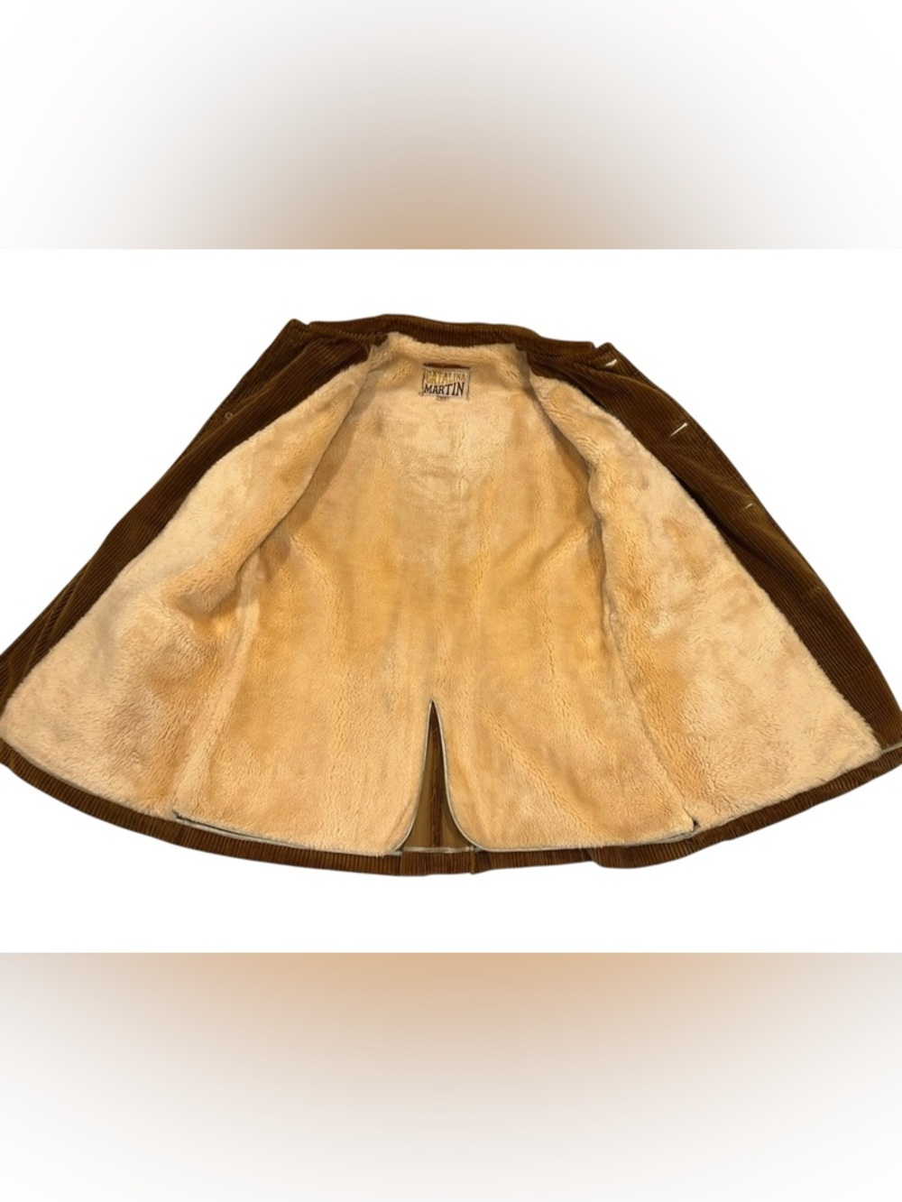 Vtg 70s Catalina Martin Corduroy Jacket Brown Sherpa Ranch Western Chore Coat 42 - Picture 4 of 8